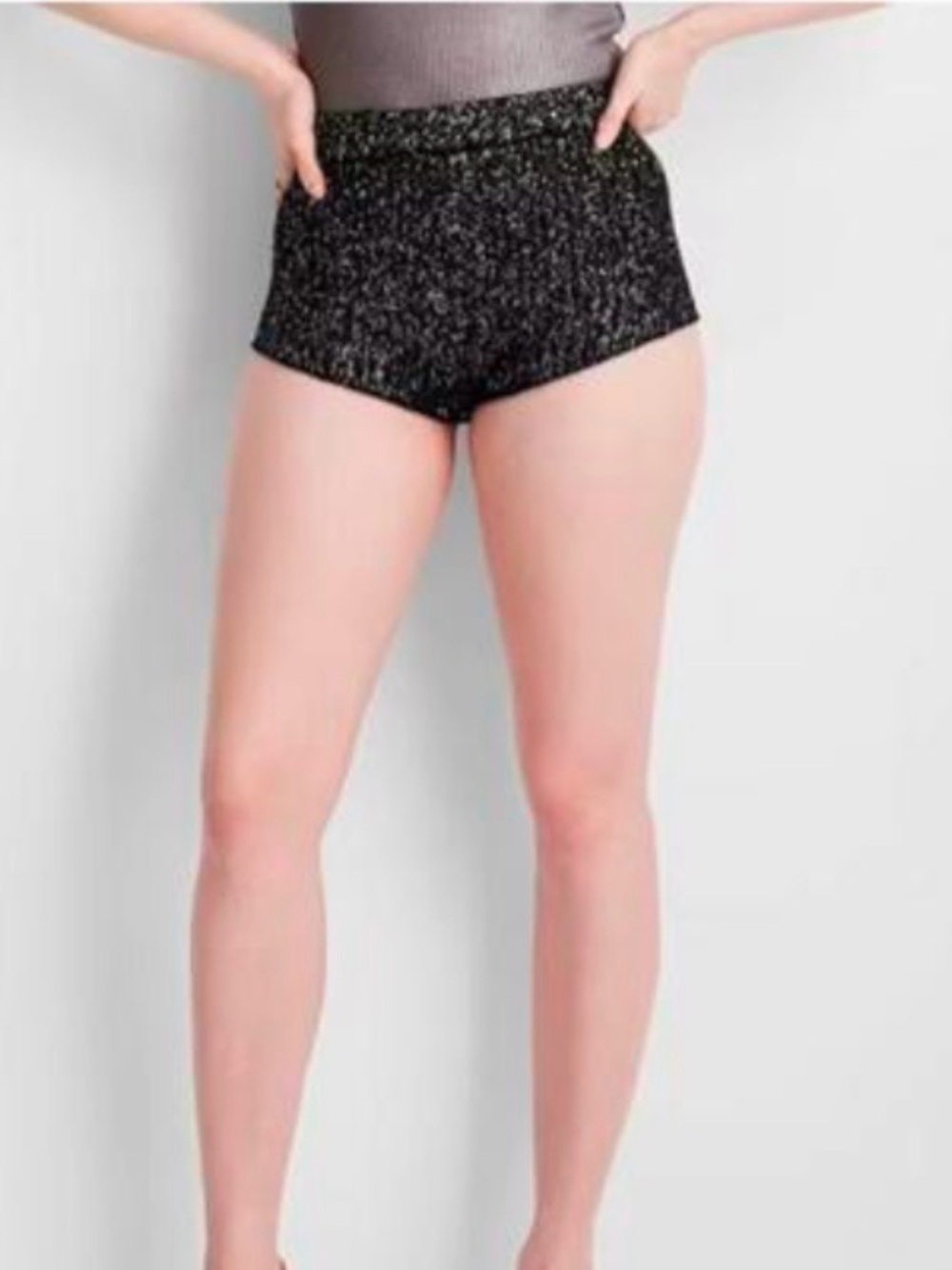 Sequin High-Waist Black Bike Shorts